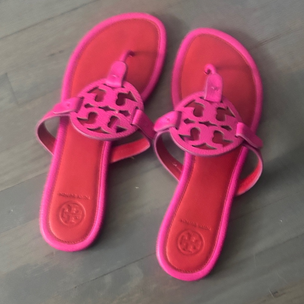 Tory Burch Vibrant Pink Slide Sandals